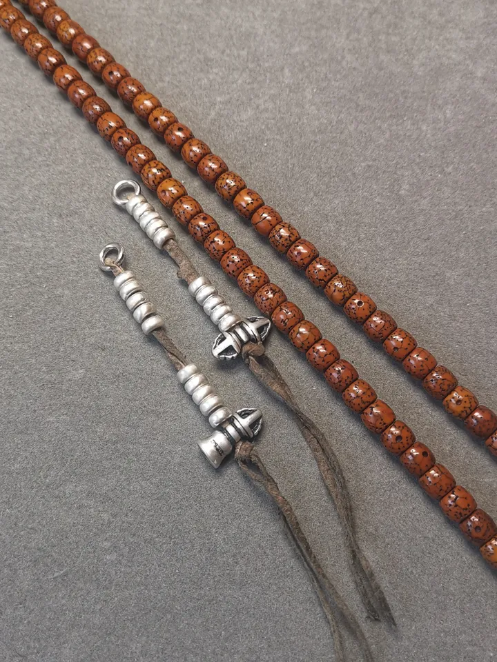 Gandhanra 5mm Silver Tibetan Buddhist Prayer Bead Counters for 6-15mm Mala,with Dorje Vajra Pendant