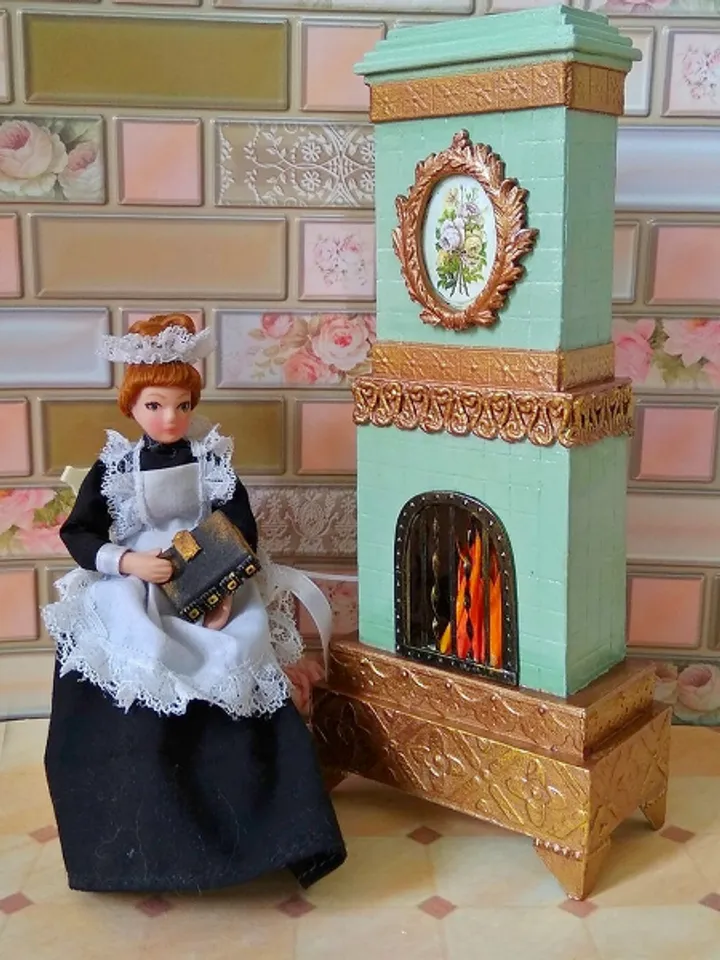 1:12 scale.Fireplace for dollhouse handmade.