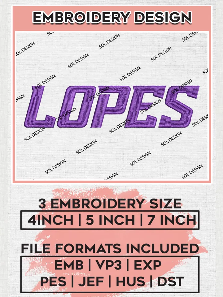 NCAA Lopes Football Team Writing Logo Embroidery Design Files, NCAA Grand Canyon Lopes Machine Embroidery, NCAA Teams, Game Day, 3 sizes, NCAA Machine embroidery designs, Digital Download