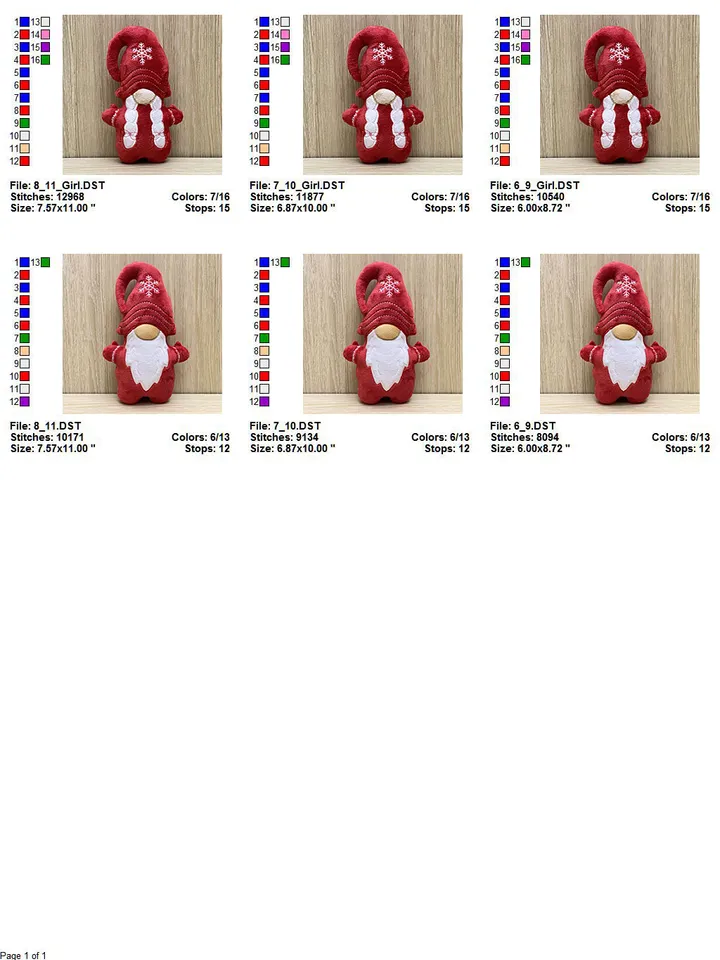 ITH Gnome Christmas toy soft stuffed in the Hoop Digital Design for Machine Embroidery