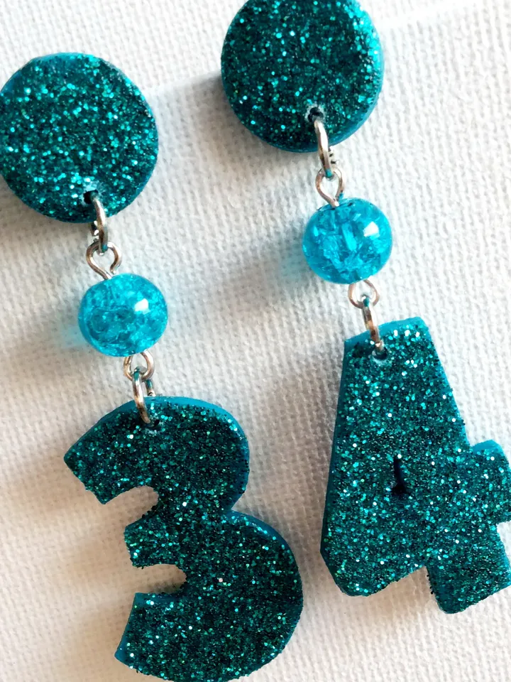 CUSTOM Sparkly Number Earrings Birthday -Happy Birthday earrings -Emerald green earrings -Bright letter number Earrings