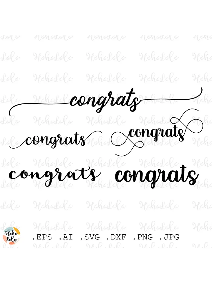 Congrats Svg, Congrats Cricut, Lettering Cricut, Congrats Clipart Png, Congrats Stencil Template Dxf
