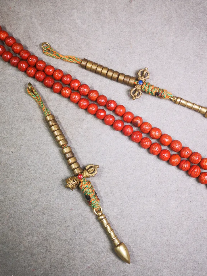 Gandhanra Handmade Tibetan Buddhist Mala Counters,Prayer Bead Counters,with Dorje and Vajra Pendant,Made of Brass