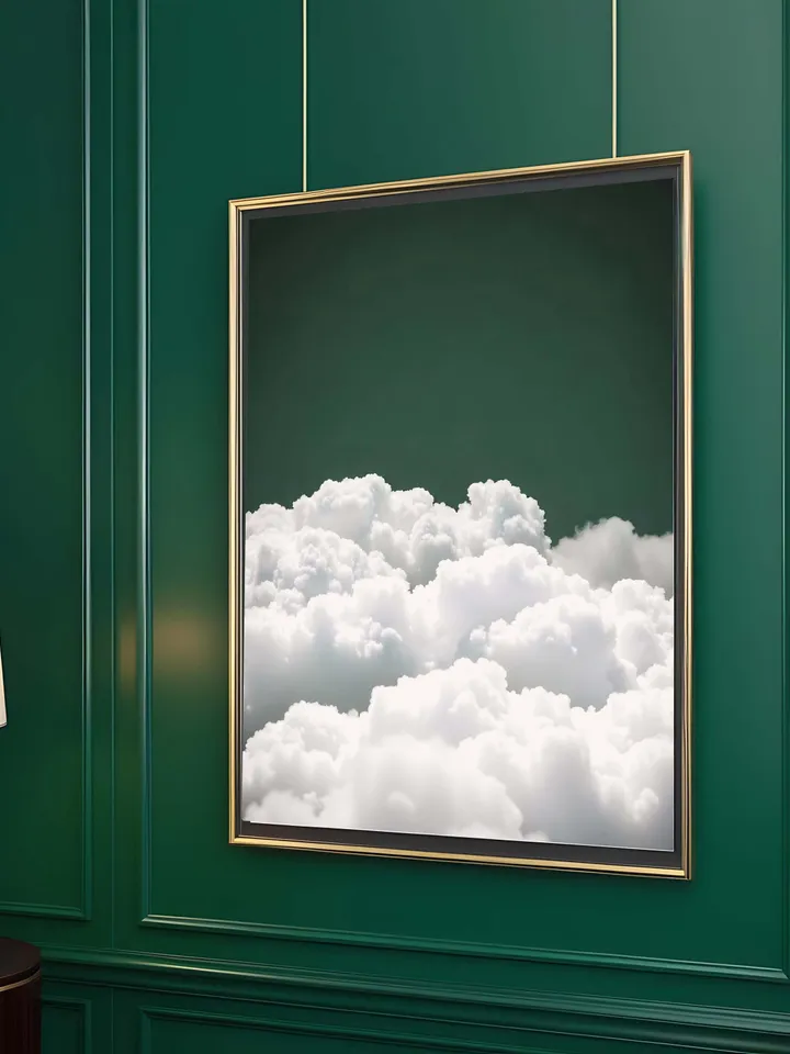 Emerald Green Cloud Wall Art Print, Bedroom Wall Decor Over the Bed Art, Above Bed Decor, Bedroom Decor, Abstract, Minimalist, Dark Green