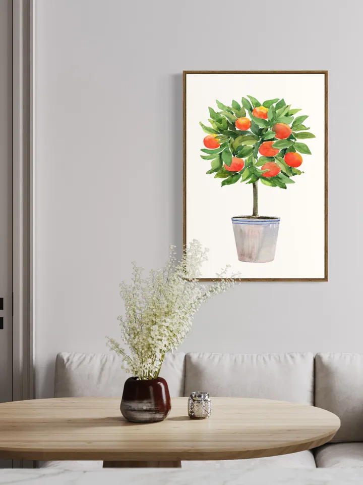 Orange Citrus Tree Watercolor Painting Print, Topiaries Print, Kitchen Fruit Print, Citrus Tree, Orange Fruit Art Print, Orange Plant Poster