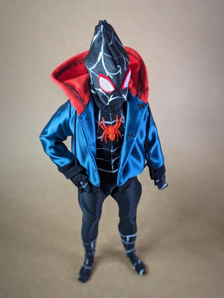 Black cosplay Spider bodysuit for 12-inch fashion male dolls