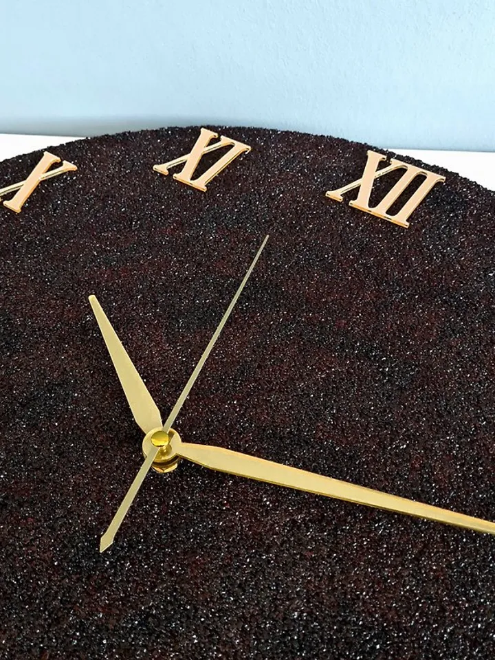 Large brown wall clock 50 cm Golden numbers Handmade clock Silent wall clock