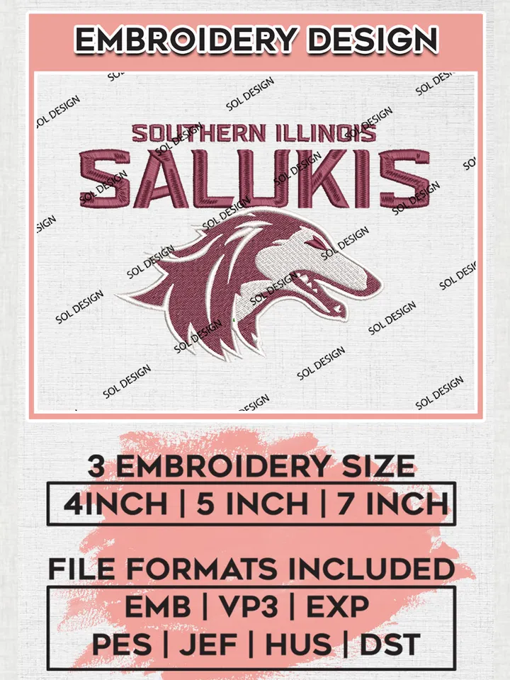 NCAA Southern Illinois Salukis Team Masot Logo embroidery designs, NCAA Southern Illinois Salukis Logo Machine embroidery files, NCAA Team Logo embroidery designs, NCAA Game Day Machine embroidery designs, Digital Download