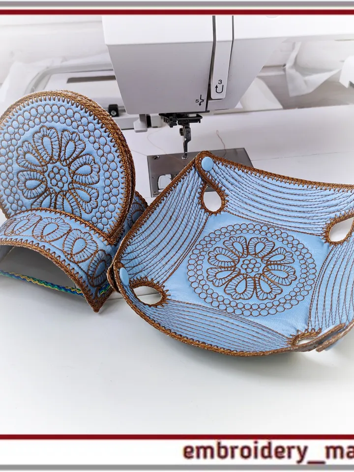 In the hoop design stand holders, vase and mug mat quilting by Embroidery Manavi 05