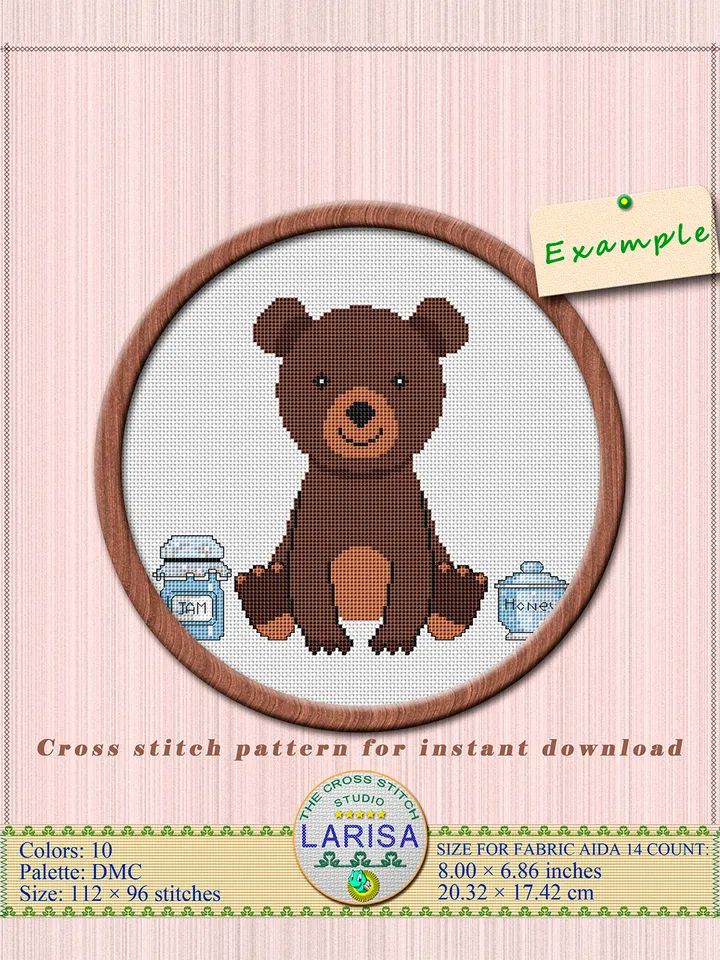 Bear Cross Stitch Pattern | Adorable Bear Cub Stitch Pattern
