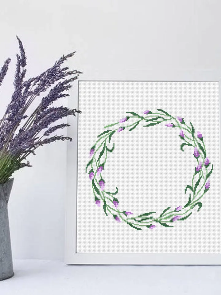 Flower wreath cross stitch pattern PDF Floral frame cross stitch chart, Easy cross stitch border Your text here, Flowers hoop art design #Y2