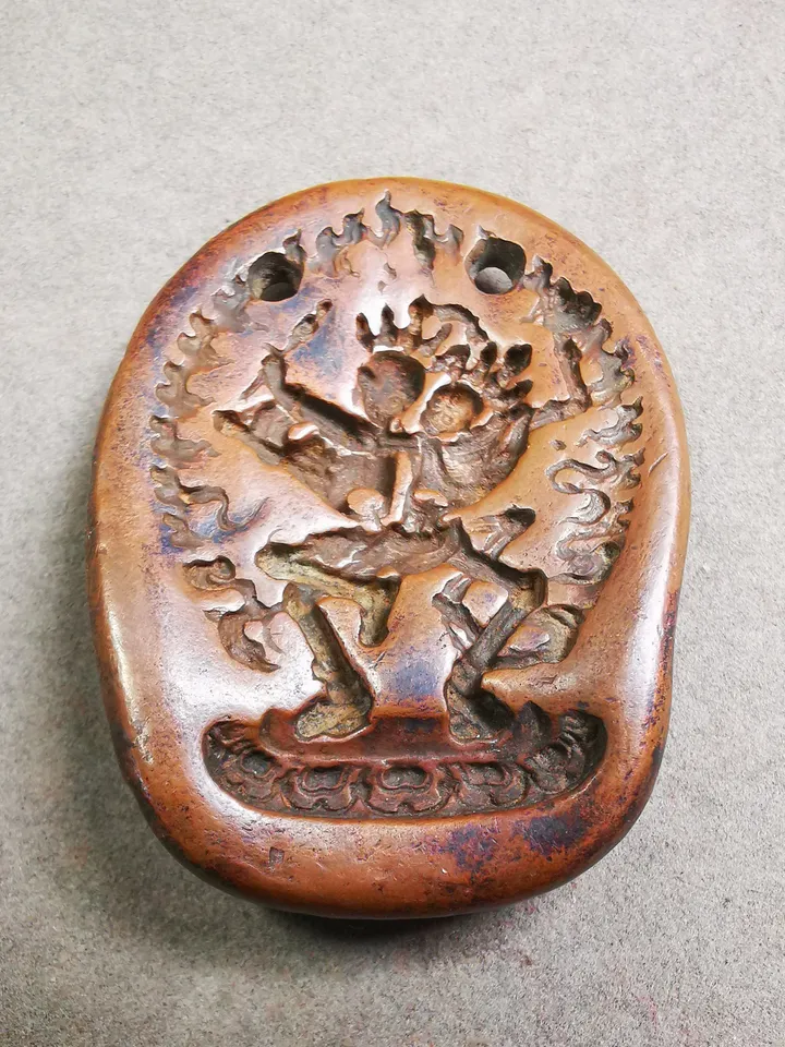 Gandhanra Old Tibetan Buddha Statue Tsa Tsa Mold, Citipati Amulet, Shmashana Adhipati Pendant,DIY Tsha Tsha Statue