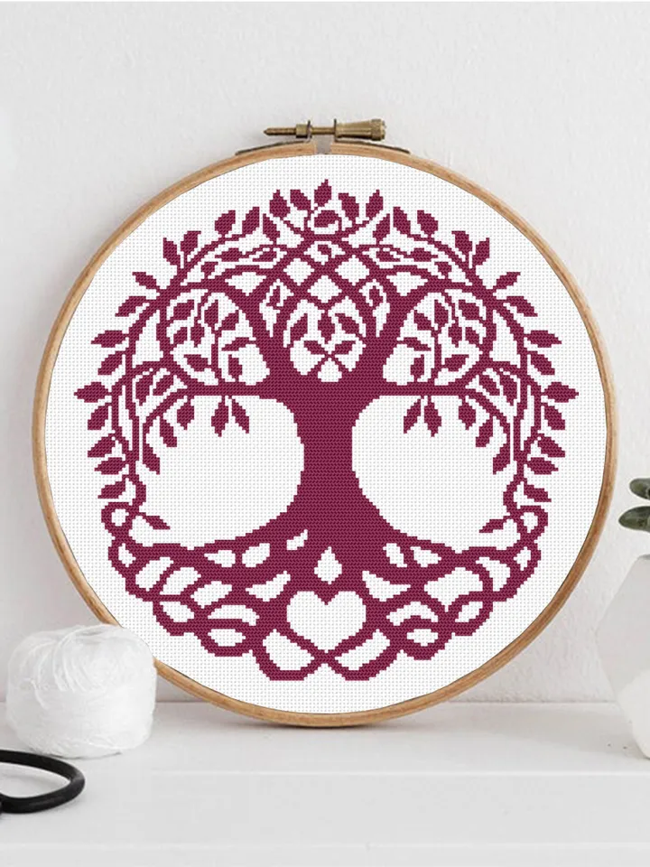 Mandala set cross stitch pattern download PDF Celtic Tree of life cross stitch chart, Monochrome tree cross stitch Celtic knot ornament #S39