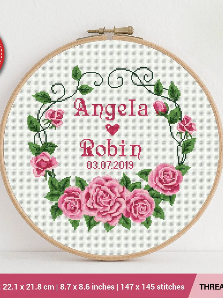 Wedding Date Frame and Alphabet Cross stitch pattern | Embroidery Pattern | Instant Download | Embroidery Designs