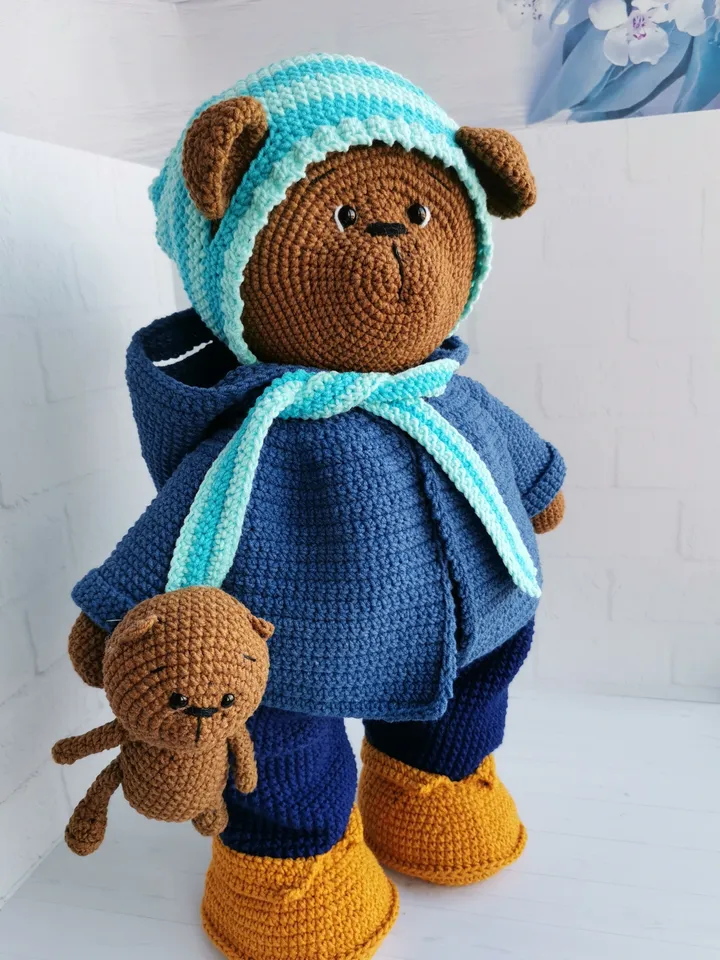 Crochet pattern teddy bear and crochet pattern clothes for bear 2 PDF files in English