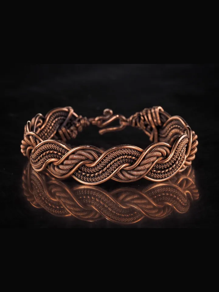 Handmade copper bracelet Unique wire wrapped metal bangle Antique style jewelry
