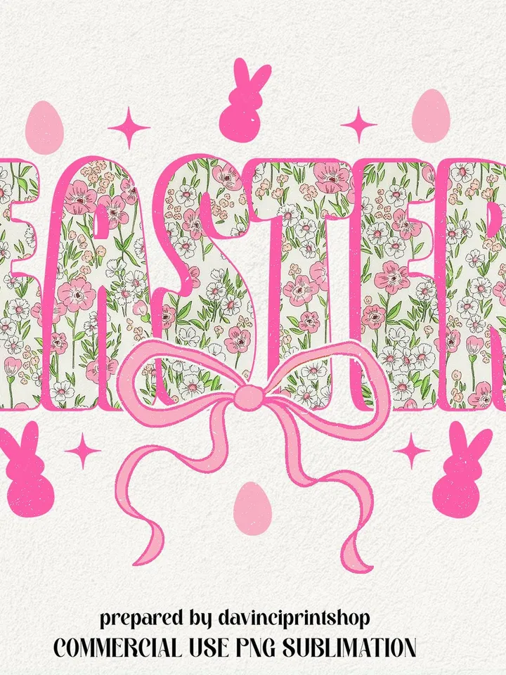 Easter Coquette Bow Sublimation Design, Happy Easter png, Retro Easter png, Floral Easter png, Easter png, Easter Spring png, Boho Easter
