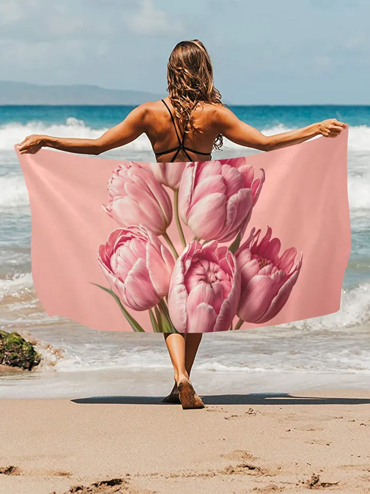 Tulips Flowers Beach Towel