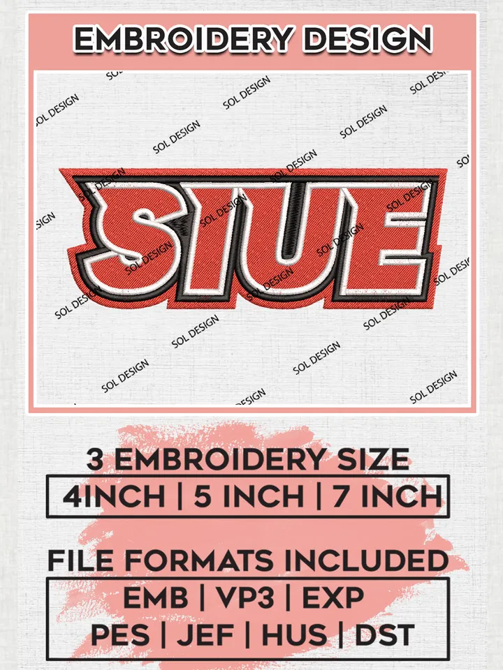 SIUE Cougars College Team Word Logo Embroidery Design Files, NCAA SIU Edwardsville Cougars Machine Embroidery, NCAA Teams, 3 sizes, NCAA Machine embroidery designs, Digital Download