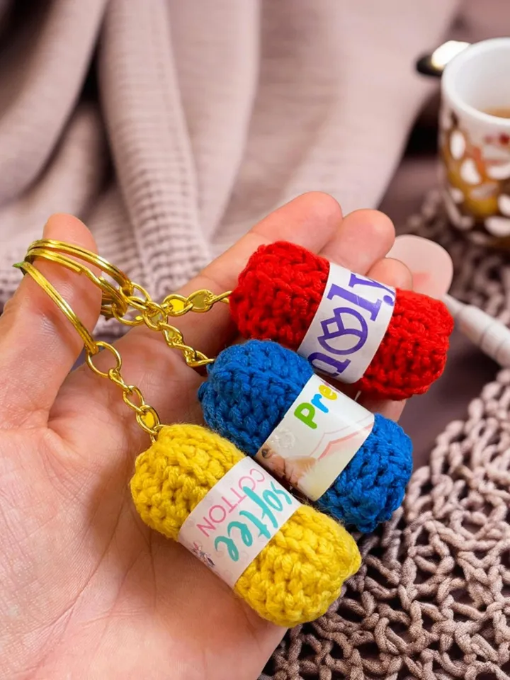 Crochet Keychain Tutorial - Mini Crochet Yarn Ball Ornament for Crochet Lovers - Inspirational Crochet Keychain Ideas