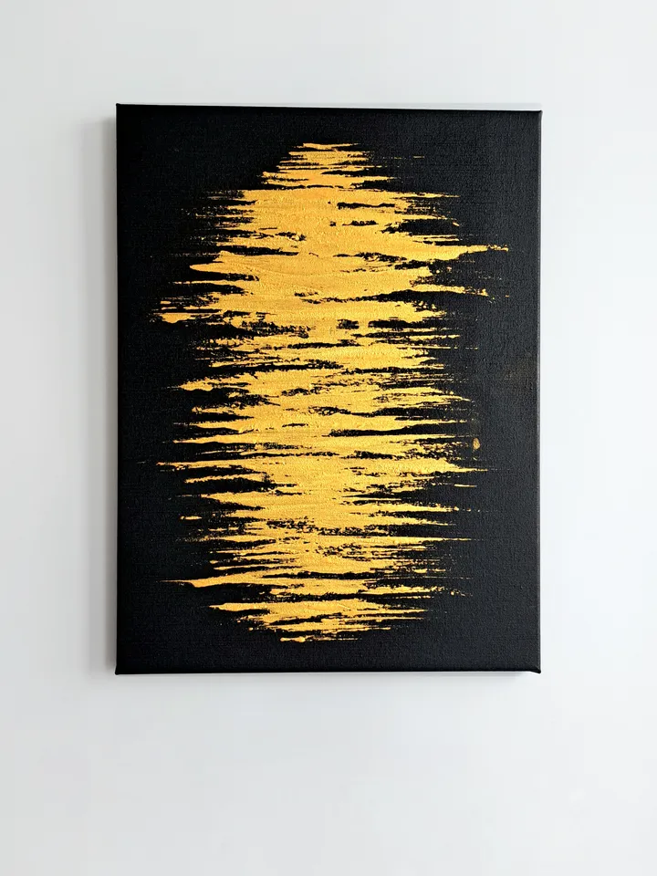 "El Dorado" interior painting black with gold on canvas abstract art modern art