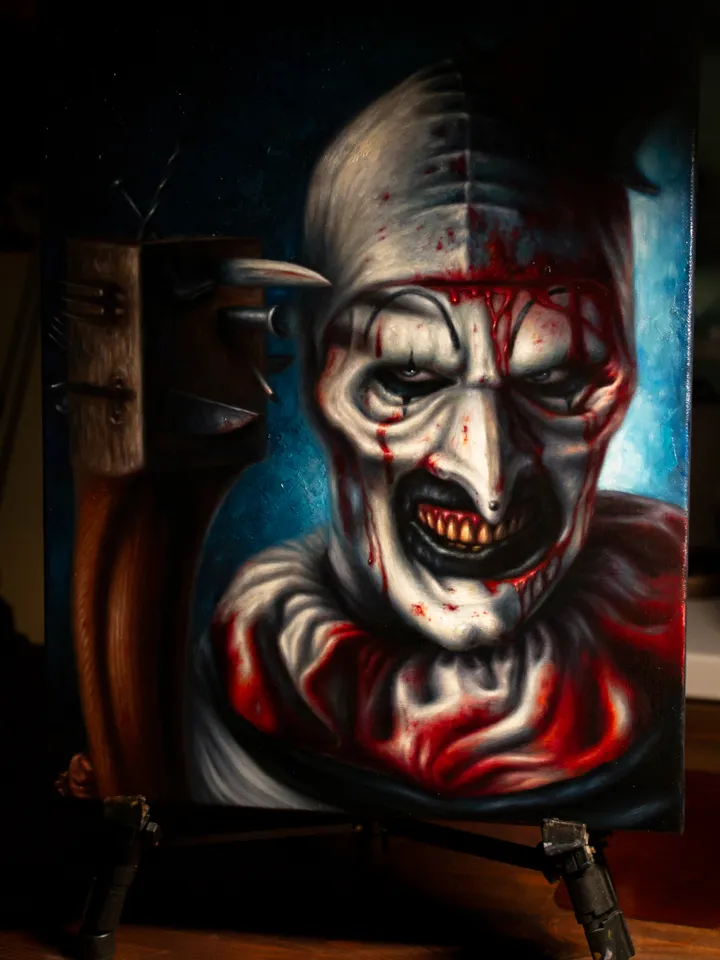 Original oil painting Terrifier Art the Clown