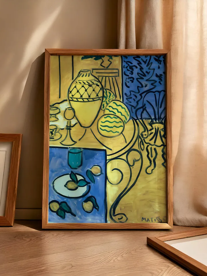 Henri Matisse Print, Yellow Interior Still Life Artwork, Modern Abstract Wall Art, Iconic Matisse Style Home Decor, Instant Download, HMS6