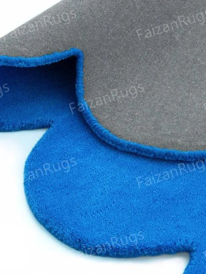 Buy Irregular Curved Shaped Rug Hand-Tufted 100% Wool Handmade Area Rug Carpet for Home, Bedroom, Living Room, Kids Room, Custom Rug Also