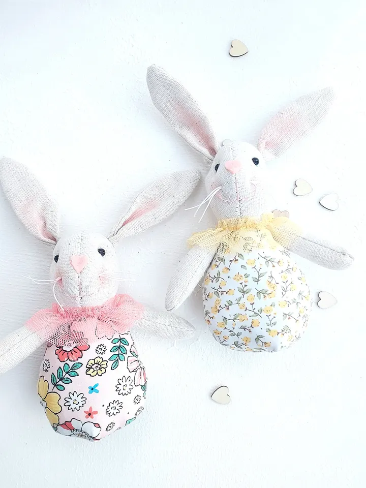 Bunnies Decor Rabbit Fabric Bunny Stuffed decoration Farm house style table decor