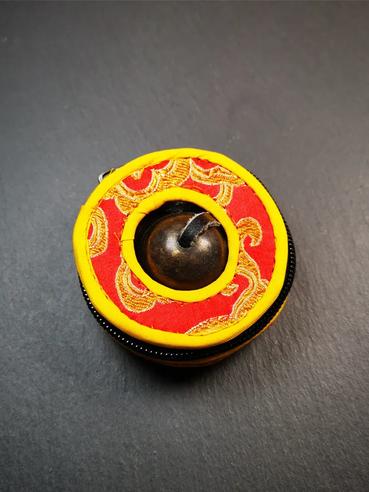 Gandhanra Customized Engrave Tibetan Cymbals,6.5cm Tingsha Bell,Buddhism Ritual Implement,Handmade in Nepal,Dark Color
