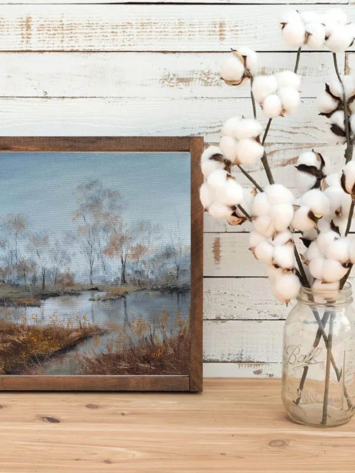 Landscape Oil Painting Original Forest Artwork River Landscape