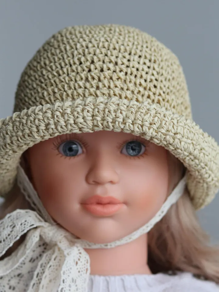 Baby summer hat, straw bucket beach sun hat , summer outfit for kids