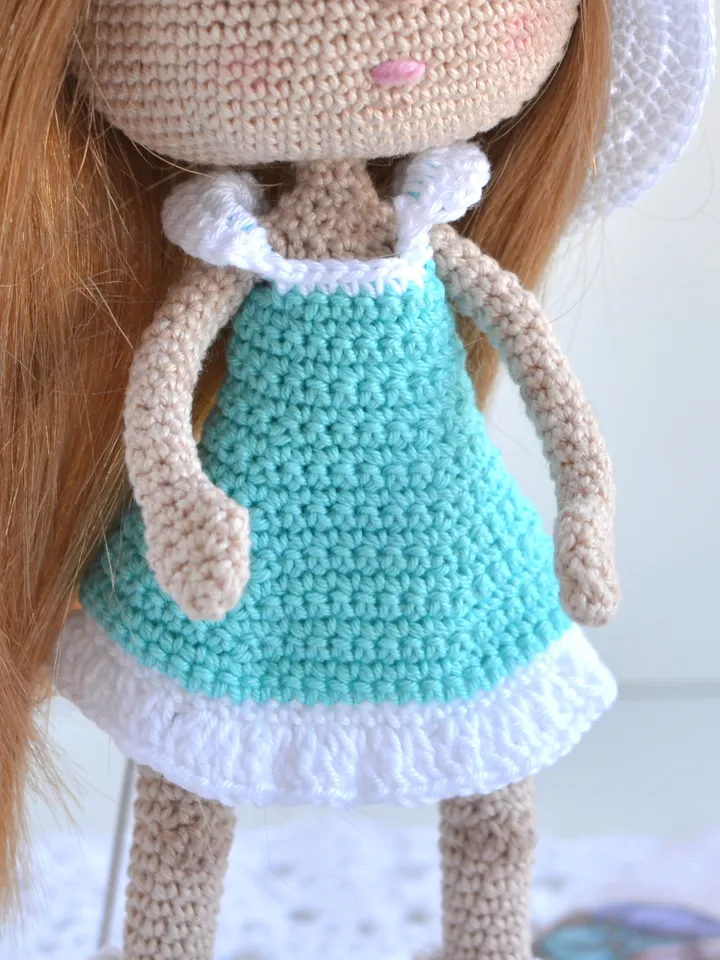 Crochet Doll Clothes Pattern, Outfit for Doll of 18 cm tall (English PDF), crochet doll dress pattern, dress amigurumi doll, dress pattern doll, clothes crochet doll, crochet boots and panama, doll clothes set
