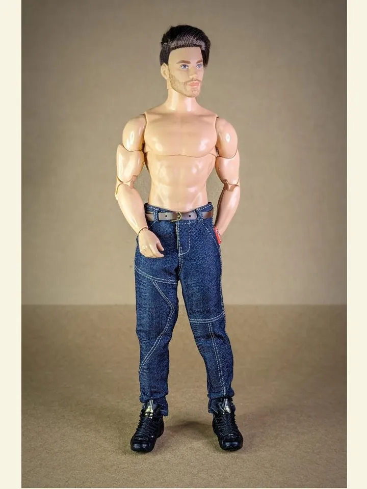 Navy jeans for 1/6 scale fashion male doll (muscular or action body)