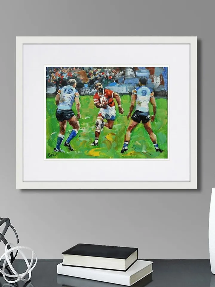 Rugby American Football Original Painting Oil Artwork Small Wall Art