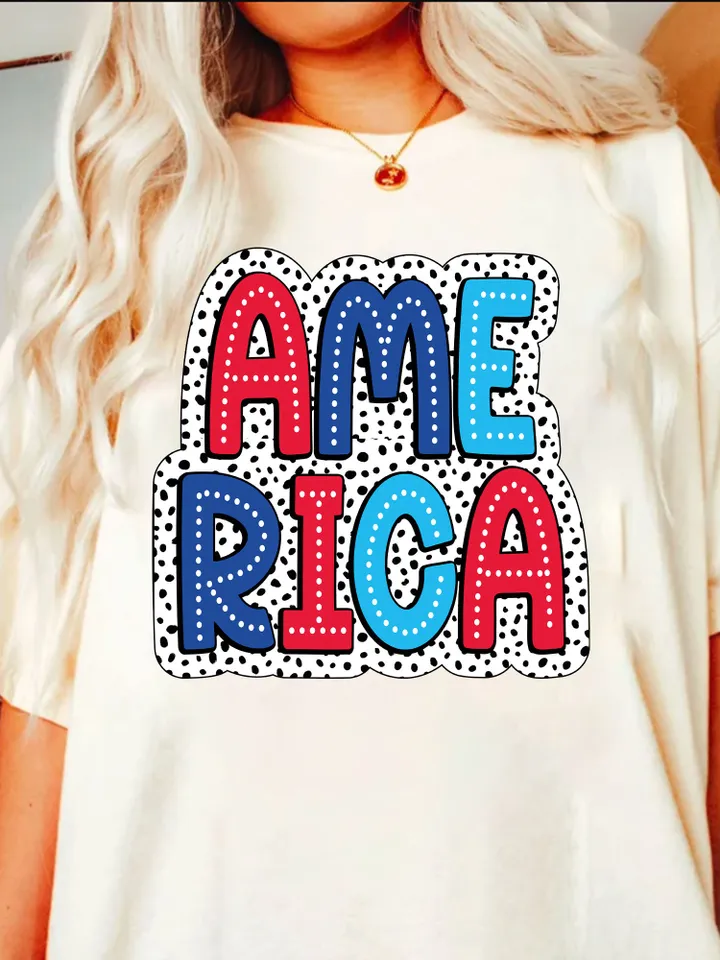 America PNG, 4th of July PNG, Digital Download Png, Bright Doodle, Dalmatian Dots, Independence Day png, Mom Shirt Design, USA Flag Png