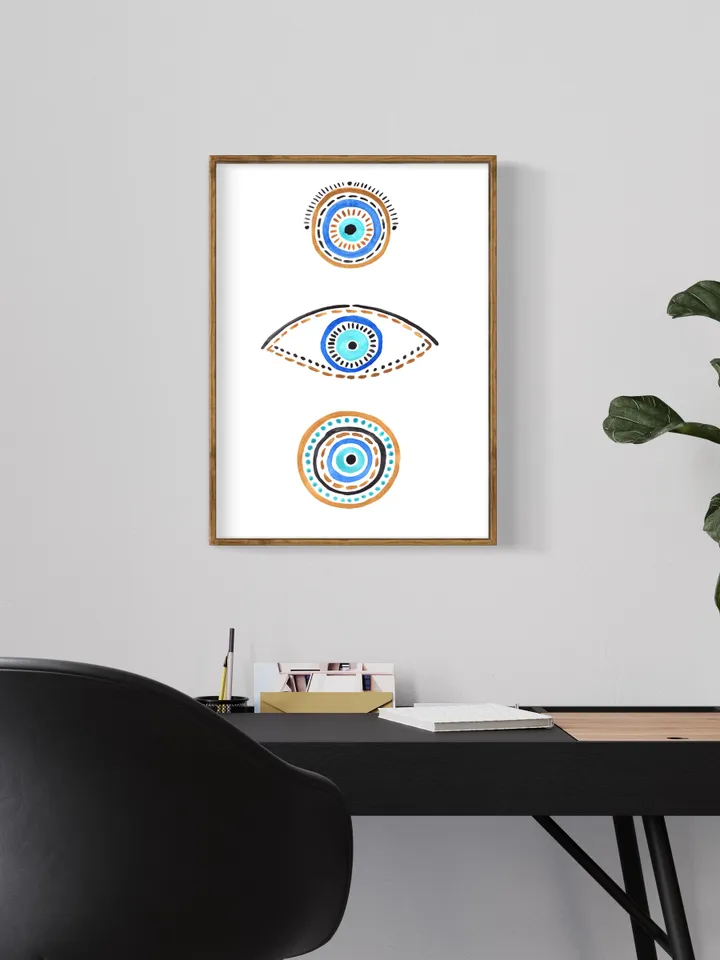 Evil Eye Print,Blue Evil Eye, Nazar Poster, Evil Eye Wall Decor, Abstract Blue Eye, Boho Eye Art Print, Turkish Evil Eye Art Poster