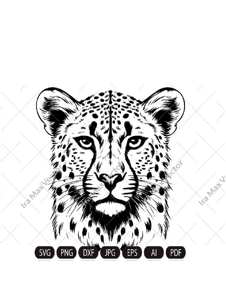 Cheetah Svg, Cheetah Clipart, Cheetah Png, Cheetah Head, Cheetah Cut Files , Cheetah Silhouette, Animals Silhouette