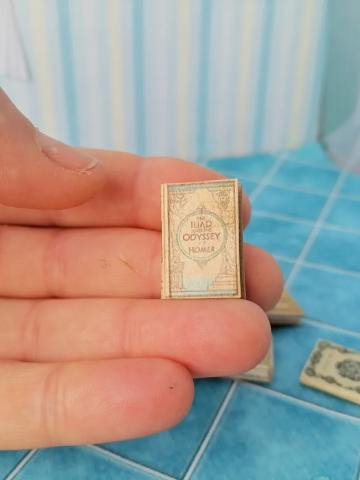 Dollhouse book set in 1:12 scale. Handmade.