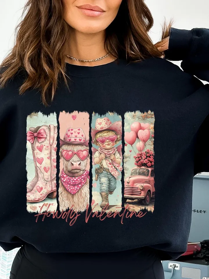 Howdy Valentine png, Highland cow png, Retro valentine png, Western Valentine png, Valentines Coquette Bow png, Pink Valentines png, Western