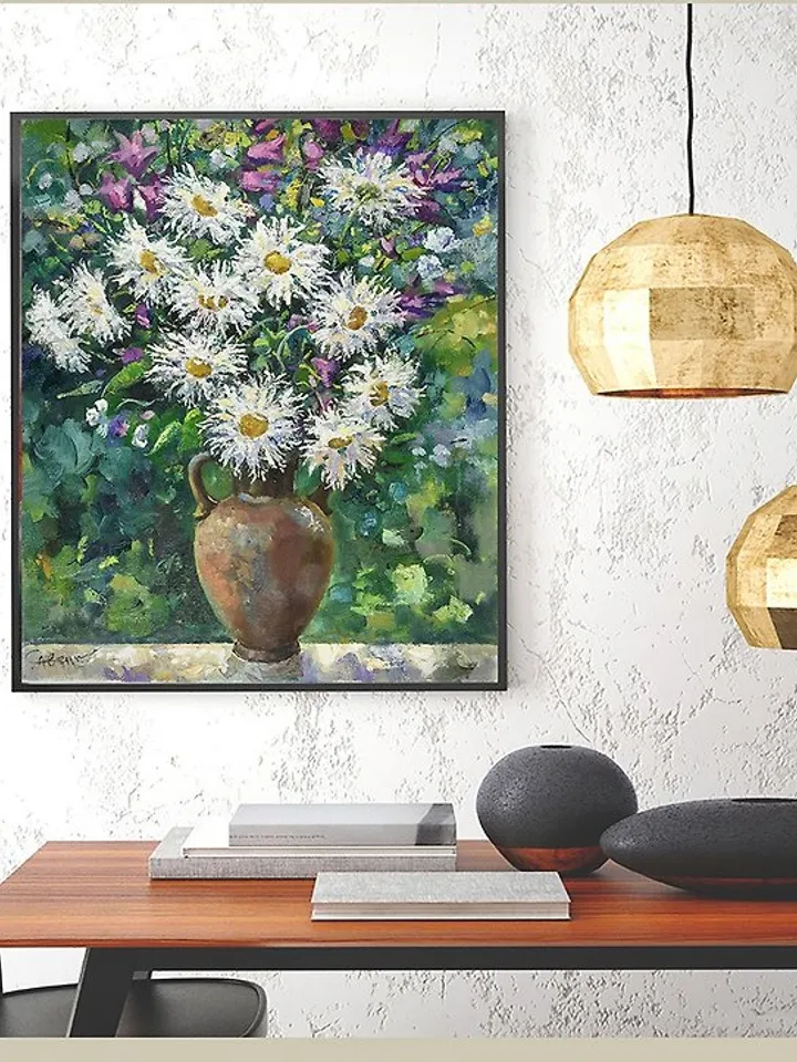 Daisy Painting Flower Original Art Floral Oil Canvas Artwork