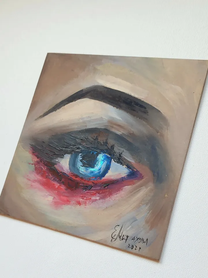 Eye Painting Original Art Halloween Painting Gothic Art Horror Painting Woman Eyes Painting People and Portraits Art Small 6 by 6