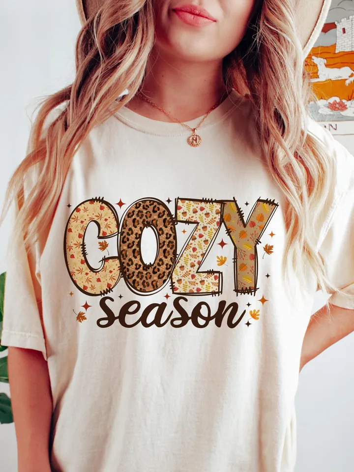Cozy Season PNG, Fall Png, Autumn Png, Thanksgiving Png, Fall Sublimation Design, Retro Halloween Png, Cozy T shirt Sublimation Design