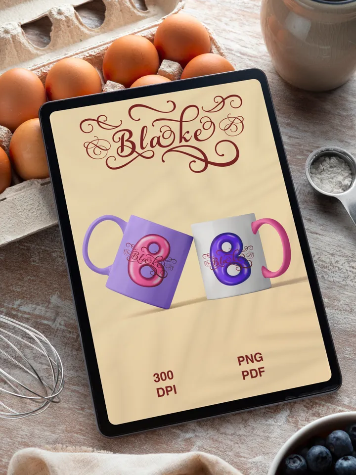 Blake - name in Samantha style with bright letters, digital design