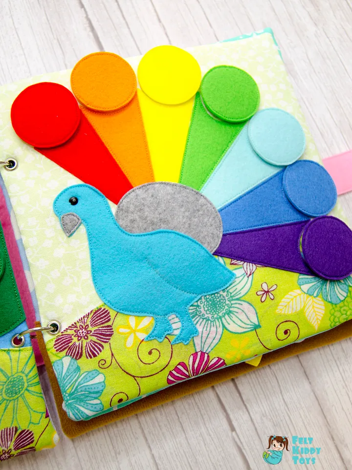 Quiet book page, Peacock, PDF sewing pattern, SVG files