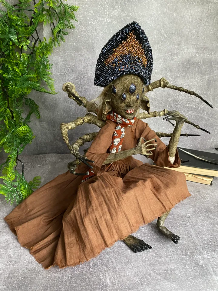 Spider woman . Art doll
