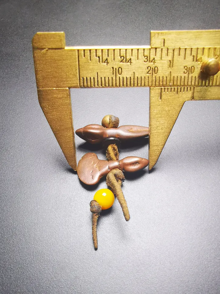 Gandhanra Antique Tibetan Amulet,Mini Kartika(knife of the dakinis) and Kila(Dorje Phurba), for Mala Prayer Beads, 50 Years Old.
