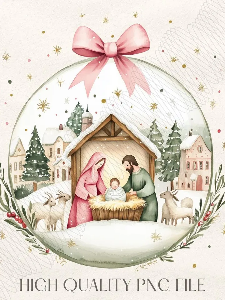 Colorful Glitter Christmas Nativity Png, Jesus Christmas Png, Baby Jesus Png, Oh Come Let Us Adore Him, Christian Christmas Png, Brushstroke