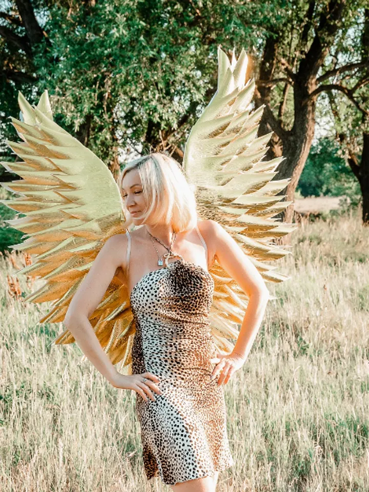Angel Wings, Gold Angel Wings, Cosplay Wings, SparklingWings, Adult Accessory for Divine, Fairy, Goddess & Queen Costume