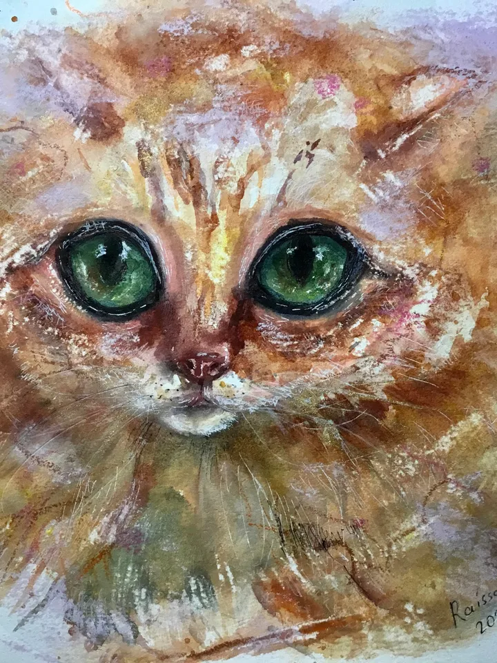 Fluffy red cat original watercolor painting,cats paintings ,animals wall art ,cat lovers gifts,kids room decoration,red cat art wall hanging